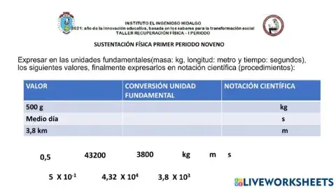 Sustentación física noveno