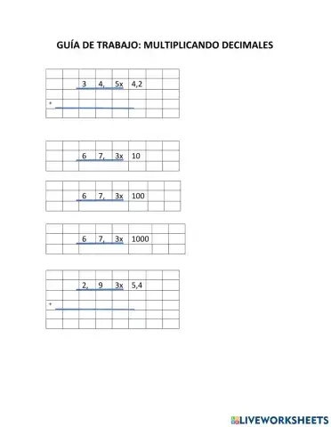 Multiplicar decimales