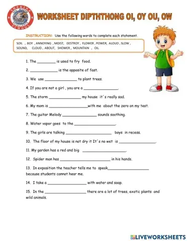 Diphthong oi,oy,ou,ow