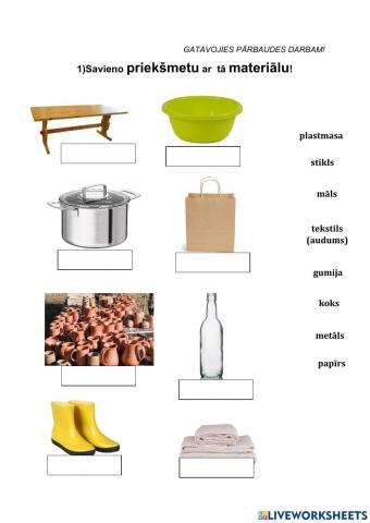 Gatavojos pārbaude darbam  - materiāli, dabas teritorijas. 