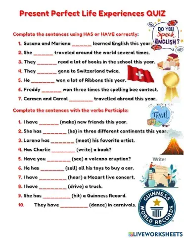 Present Perfect Life Experiences Quiz