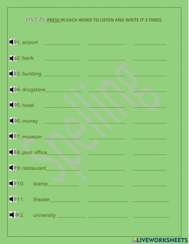 Spelling practice repetition