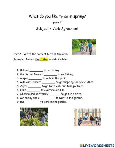 Spring: Subject - Verb agreement