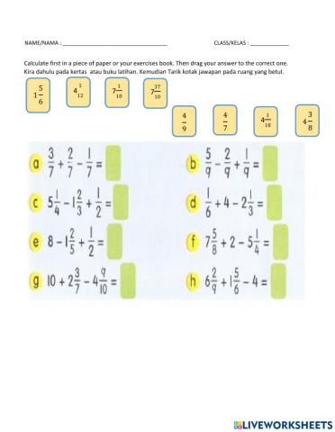 Fractions,decimal and percentages