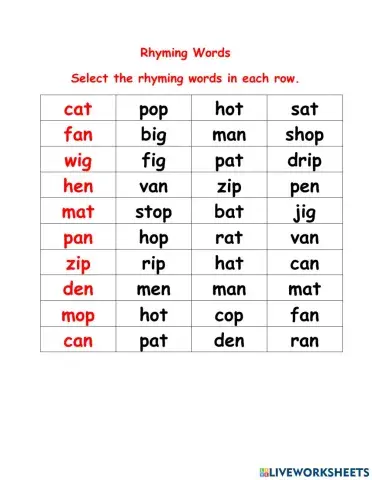 Rhyming Words