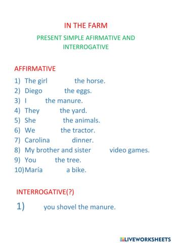 Present Simple affirmative interrogative