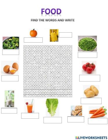Food - wordsearch puzzle
