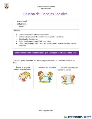 Prueba 2do Sociales n1