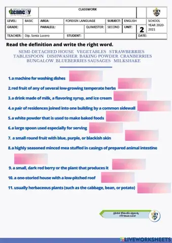 Vocabulary 4 Definitions