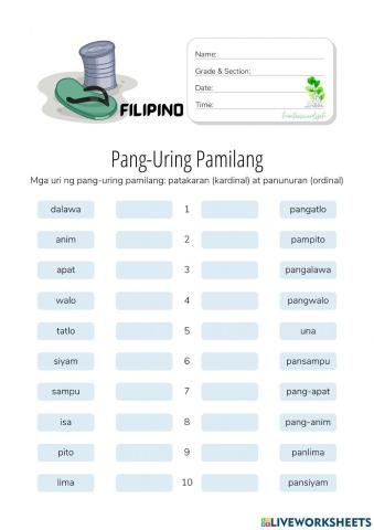 Mga Uri ng Pang-uring Pamilang