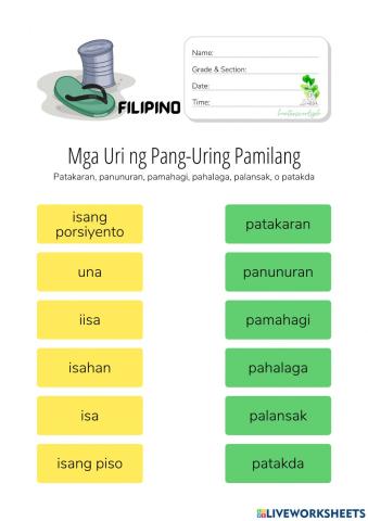 Mga Uri ng Pang-uring Pamilang