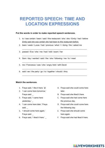 Reported speech: time and place