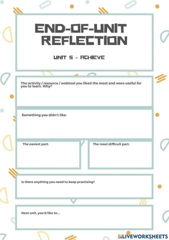 End-of-unit reflection - Unit 5