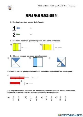REPÀS FINAL FRACCIONS 4t