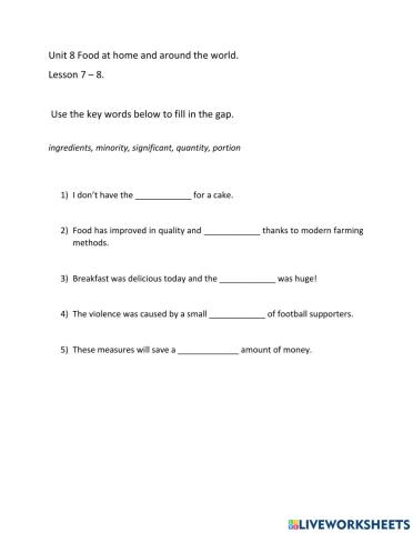 Food at home and around the world