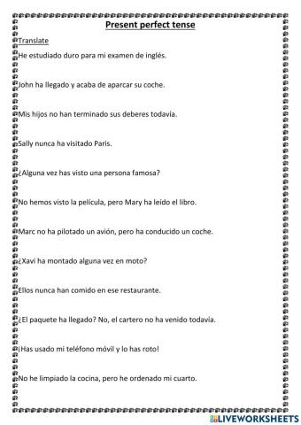 Translate Present Perfect tense from Spanish