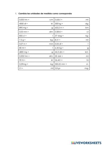 Cambio de unidades 2