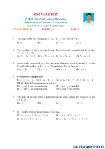 Class 10 Maths English Medium Lesson5 Test3
