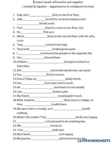 Present simple - affirmative, negative