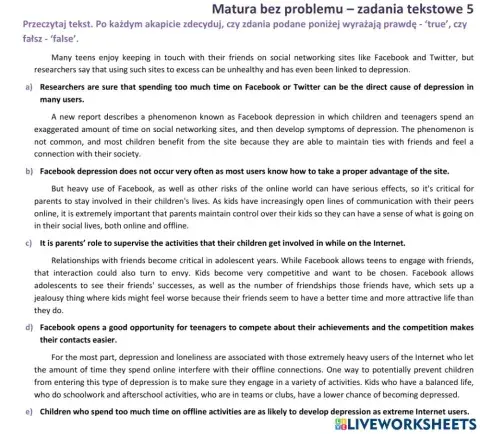 Matura - zadanie tekstowe 5