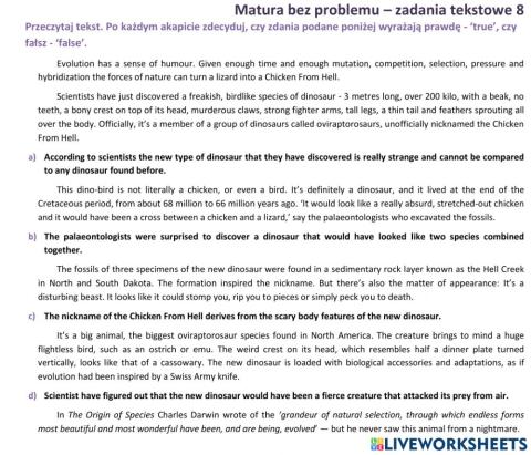 Matura - zadanie tekstowe 8