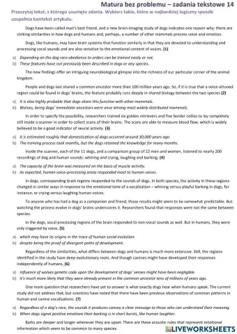 Matura - zadanie tekstowe (brakujące zdania) 4