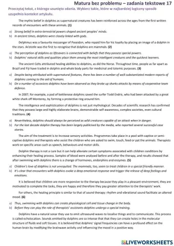 Matura - zadanie tekstowe (brakujące zdania) 7