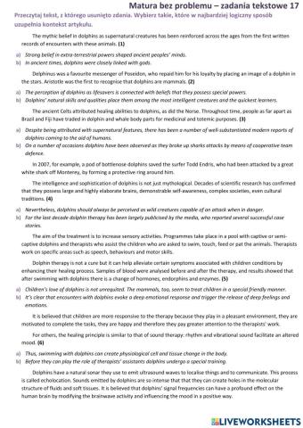 Matura - zadanie tekstowe (brakujące zdania) 7