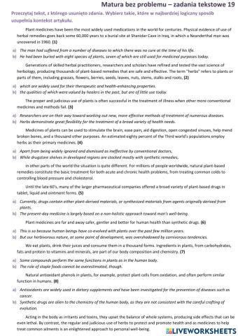 Matura - zadanie tekstowe (brakujące zdania) 9