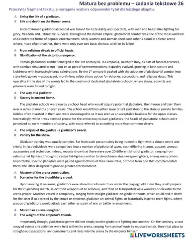 Matura - zadanie tekstowe (tytuły) 1