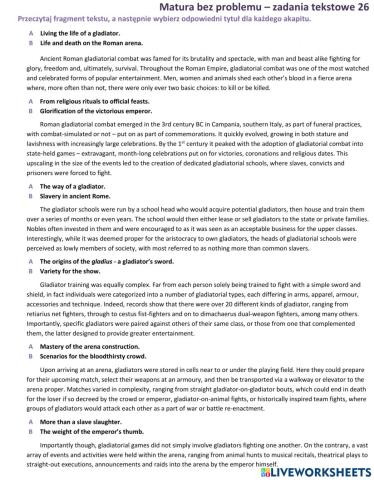 Matura - zadanie tekstowe (tytuły) 1