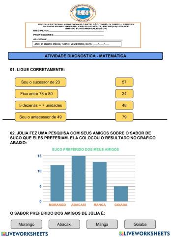 Atividade de matemática  adaptada educação especial