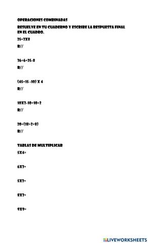 Operaciones combinadas
