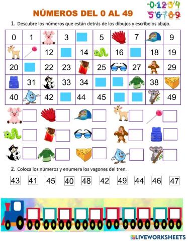 Números del 0 al 49 - Relaciones de orden