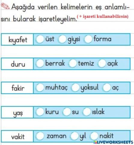 Eş Anlamlısını Bul Bakalım!!!