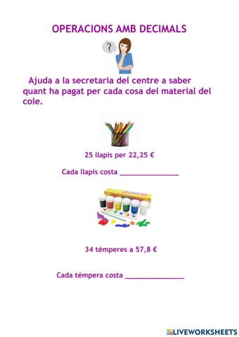 Operacions amb decimals