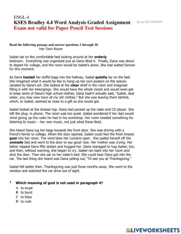 4.4 Word Analysis Graded Assignment -Her Own Room-