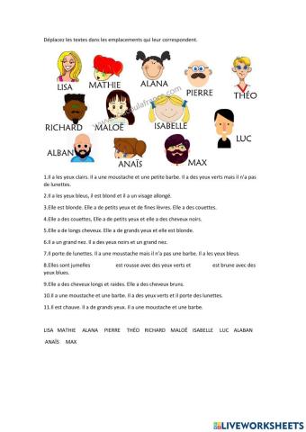 Describir físicamente francés