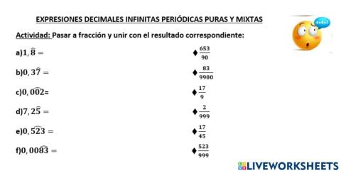 Expresiones decimales periódicas infinitas