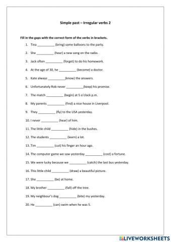 Simple past - Irregular verbs 2nd part
