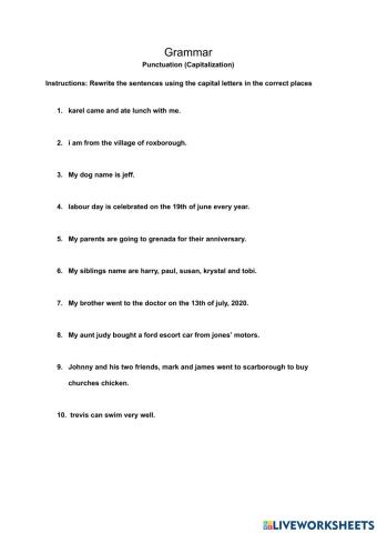 Punctuation( Capitalization)