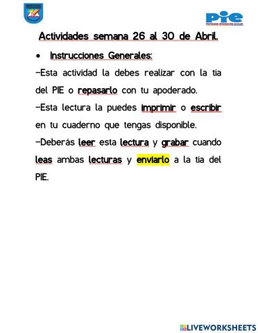 Actividad 2 Comprensión Lectora 2 básicos