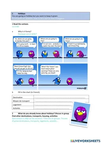 Holidays - Reading + guided writing