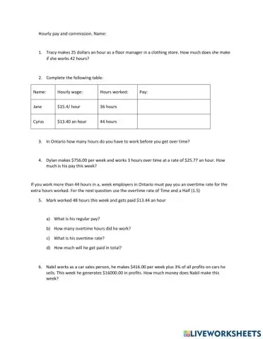 Wages and Commission pay