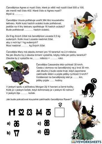Čarodějnice a slovní úlohy