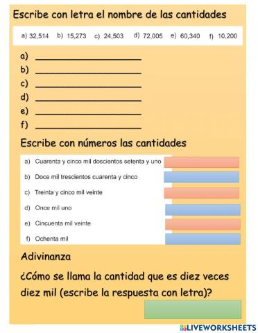 Escritura de cantidades