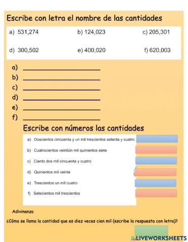 Lectura de cantidades