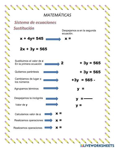 Sistema de ecuaciones por sustitución 2