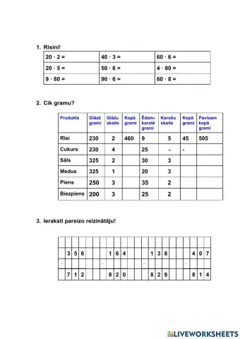 Matemātika. Reizināšana.