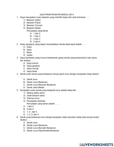Quiz praktikuk ipa modul ke- 4